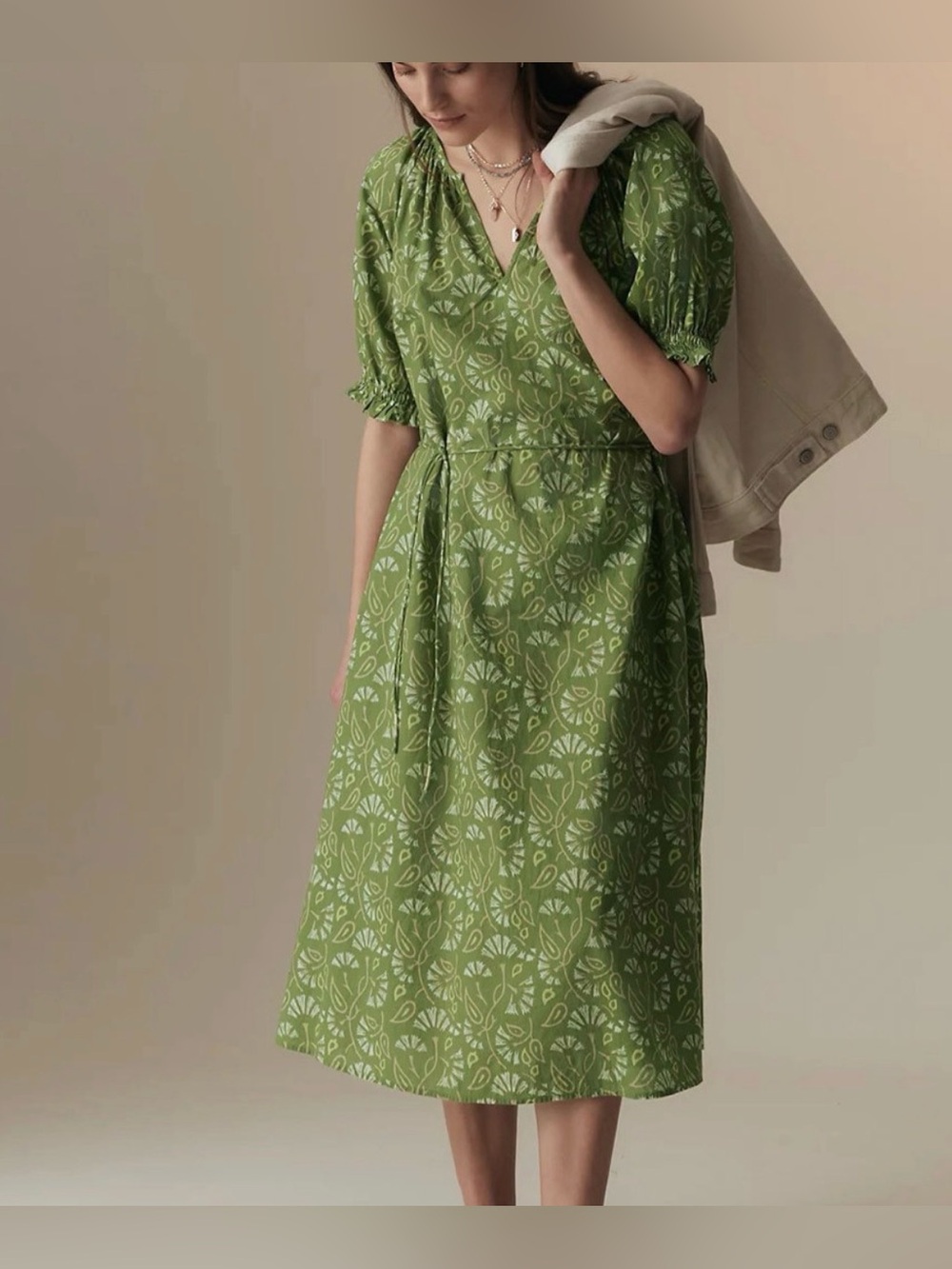 Marks & Spencer Per Una Pure Cotton Printed Midi Smock Relaxed Dress - size 6